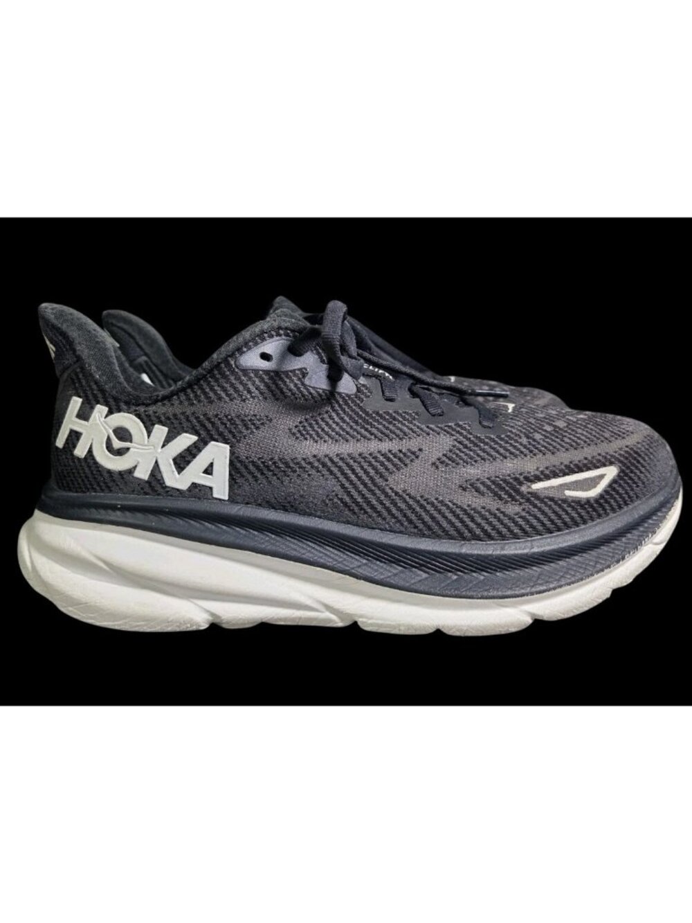 Hoka One One Clifton 9 Women’s Size 8 B Black Running Shoes Sneakers 1127896